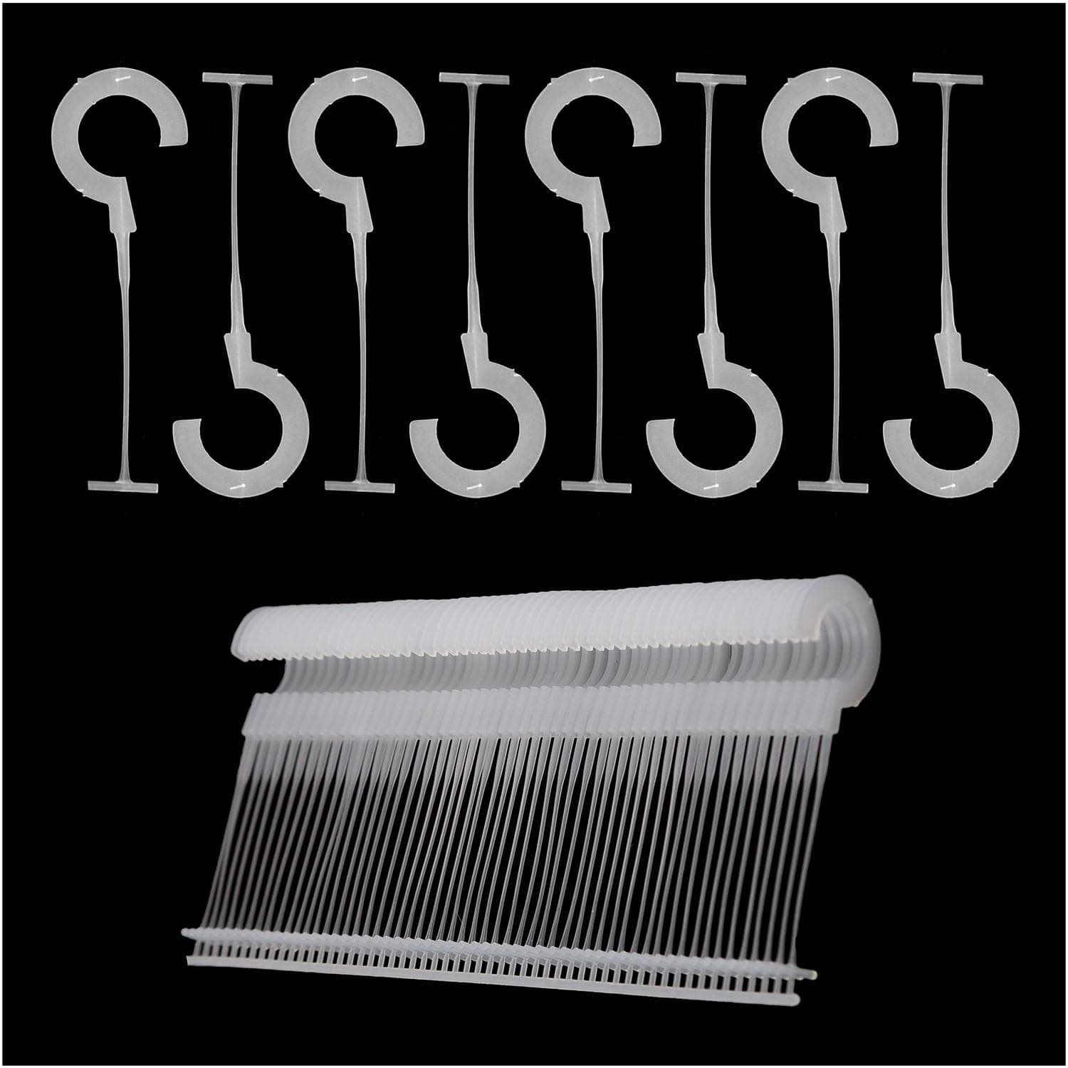 MEETOOT 1000PCS Plastic J Hook Fastener Transparent Half Round Hook Tag Fastener Garment Tag Fastener 1.5 Inch Tag Barb for Hanging Textile and Bag and Umbrella