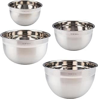 Tovolo Stainless Steel Bowl Set of 4 for Mixing, Meal Prep, Tossing Salads