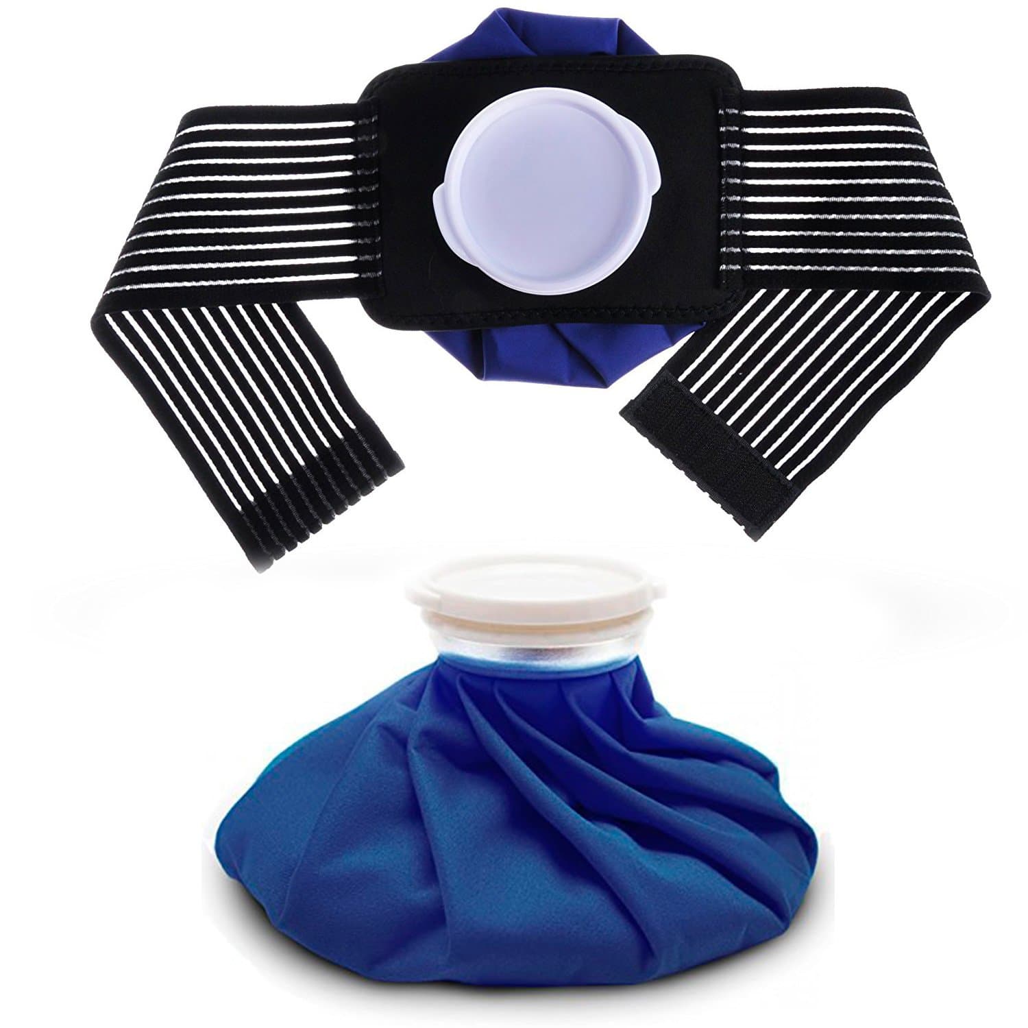 AZMED Breathable and Adjustable Ice Wrap with Hot and Cold 6 Inch Reusable Ice Bag Pack for Hot and Cold Therapy - Black Color