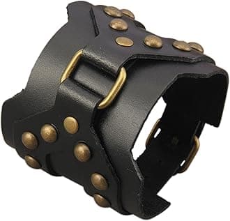 GelConnie Leather Cuff Bracelet Punk Braided Bracelets Rock Leather Wristbands Faux Mens Leather Bracelet Gothic Viking Bangle Adjustable Wrap Bracelet for Women, Men
