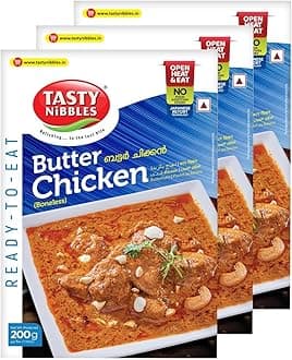 Tasty Nibbles Butter Chicken 200g | Open Heat & Eat | Non-Vegetarian | No Added Preservatives | Japanese Retort Technology [Pack of 3]