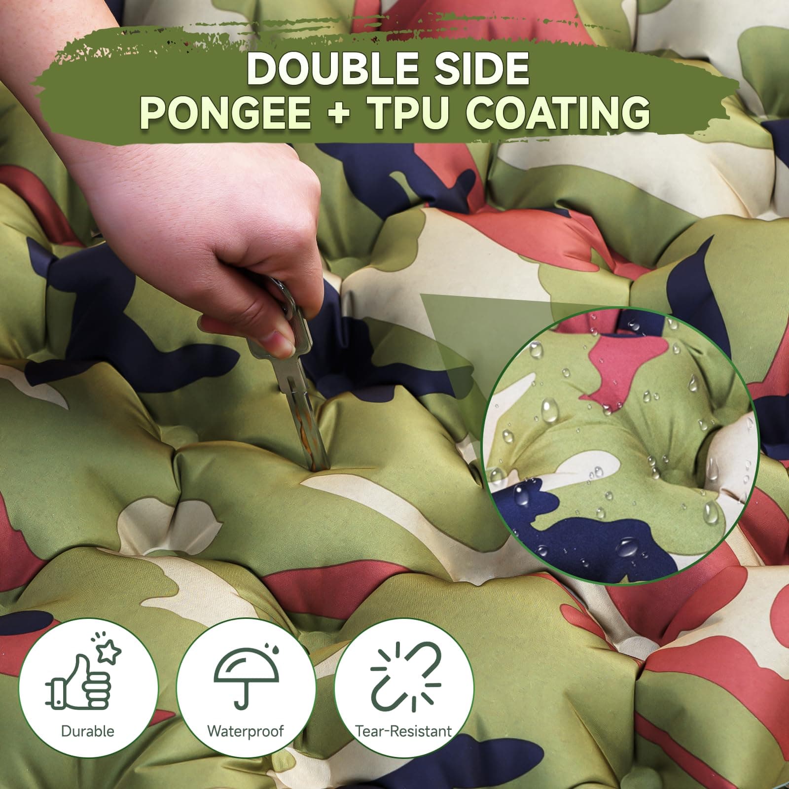 HiiPeak Self-inflating Camping Bed, Sleeping Mat, 10 cm High, Air Mattress with Integrated Pillow, Outdoor Camping Mat, Small Packing Size with Foot Pump, Air Cell Mat, Inflatable