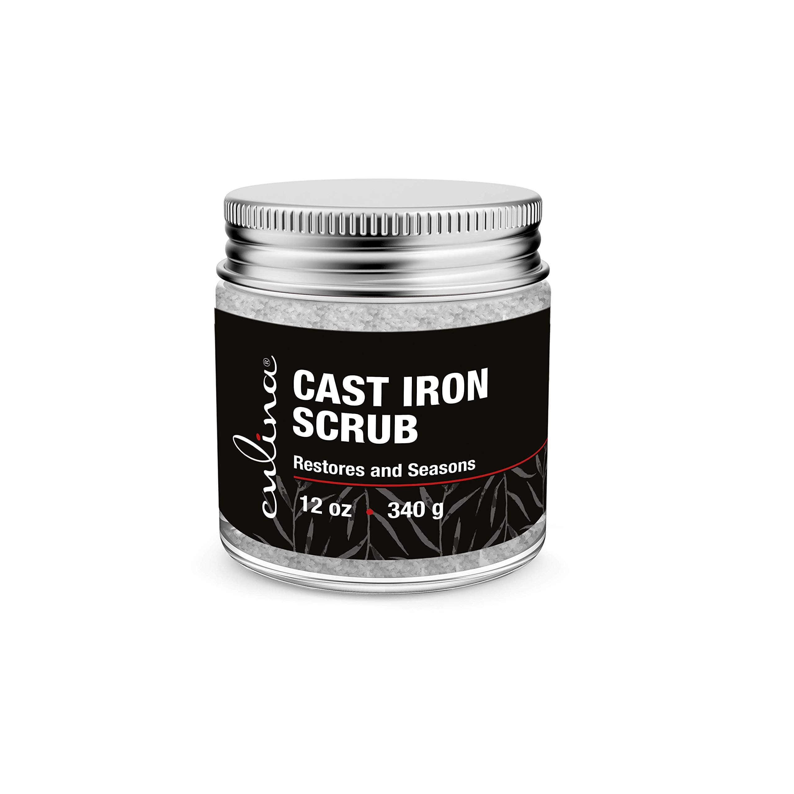 CulinaCast Iron Cleaning & Restoring Scrub Removes Rust Without Scratching & Care Before Cleaning, Washing & Seasoning 100% Natural for Cast Iron Skillets, Pans & Cookware