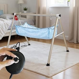 TINYTYKE Automatic Cradle for Baby - Electric Swing Cradle with Adjustable Speed - Fully-Foldable Frame with Blue Cloth and Mosquito Net - Baby Palna/Jhula for Kids of 0 to 3 Years - Carry Upto 20kgs