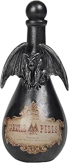 Braxio Gothic Home Decor Potion Bottles - Resin Black Gargoyles Halloween Potion Bottles Room Decor Aesthetic Gift for Women Halloween Prop Accessory Display Bottles 4.25 * 4.25 * 9.5 Inch