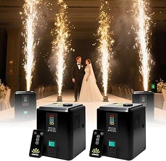 2 PCS Mini Cold Sparrrk Machine, Portable FX Effects Device w/Auto Safety Cutoff - for Stage Wedding Party Events (2 Black Unit, Includes 10 Packs of consumables.)