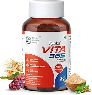 - Fytika Vita 365-30 tablets (Pack of 1) | Multivitamin For Men and Women | With Ashwagandha, Ginseng, Probiotics & Prebiotics and Biotin| Enhances Energy, Immunity and Digestion