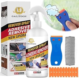 Adhesive Remover, Surface-Safe Glue Remover with Plastic Scraper 10.14 Fl oz, Sticker Remover for Easy Removal of Stickers, Labels, Decals, Adhesive Remover for Cars (1, White)