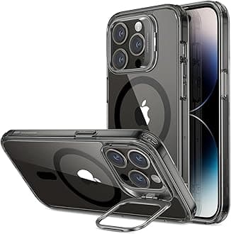 for iPhone 14 Pro Case, Compatible with MagSafe, Built-in Camera Ring Stand, Military-Grade Protection, Magnetic Phone Case for iPhone 14 Pro, Classic Kickstand Case (HaloLock), Clear Black