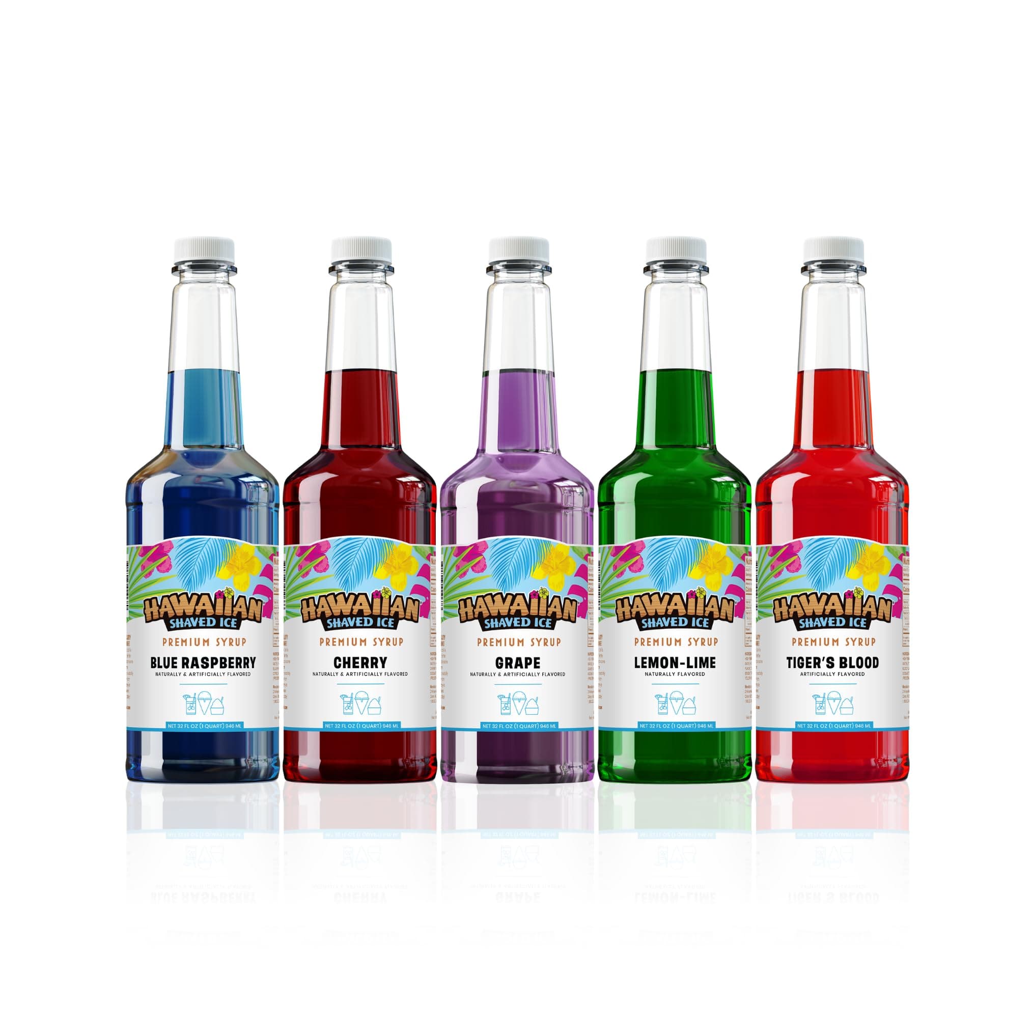 Hawaiian Shaved Ice Syrup 5 Pack, Quarts
