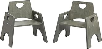 Stackable Wooden Toddler Chair, 8in, Grey Wash, 2-Pack