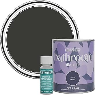 Black Water-Resistant Bathroom Tile Paint in Gloss Finish - Dark Magic 750ml