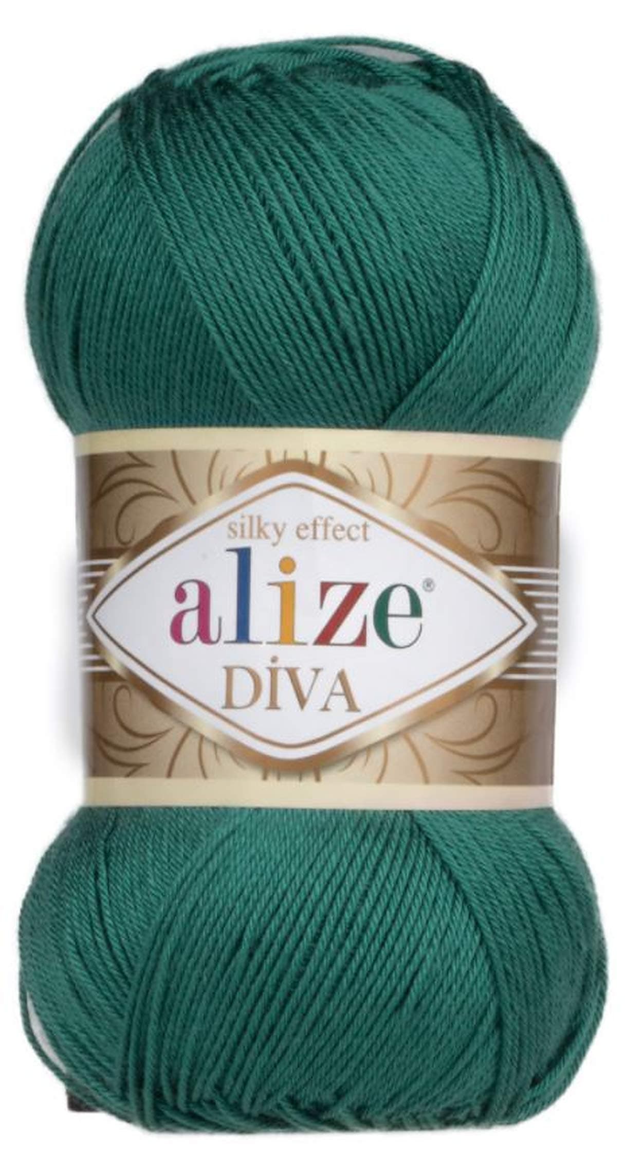 Alize Diva Silk Effect 100% Microfiber Acrylic Yarn 1 Ball skeins 100gr 383yds Color (453 - North Sea)