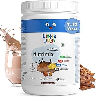 Chocolate Nutrimix 7+ (350g) | 7-12 Years | Naturally Sweetened with Dates & Jaggery | With 23 Essential Vitamins & Minerals | 9g Protein per Serving | Supports Overall Health & Developmen