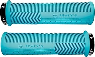 Peaty's Monarch Grips - Blue/Mushroom/Thick - Trail Comfort, Durable, Ergonomic Finger Bars, Support Thumb Pad, All Day Riding, All Weather & Terrain, MTB Enduro Downhill Ebike Mountain Bike