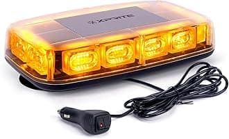 Xprite Amber LED Rooftop 12" Mini Emergency Strobe Lights Bar, 15 Flashing Modes Hazard Warning Caution Beacon Light Magnetic Base for Safety Tow Truck Construction Vehicles Postal Cars Snow Plow