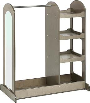 Dress-Up Center with Mirror Costume Organizer, Montessori Furniture, Grey Wash
