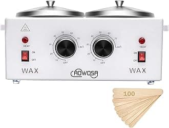 Professional Waxing Kit Wax Warmer Double Pot Wax Heater Machine for Hair Removal, Large Waxing Pot for Spa Salon Beauty Esthetician Home, with Adjustable Temperature Set, 50 Stick(White)
