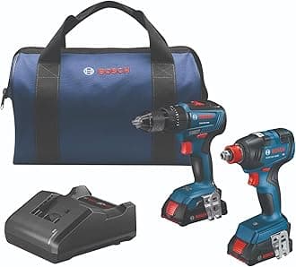 Bosch GXL18V-240B22 18V 2-Tool Combo Kit with 1/2 in. Hammer Drill/Driver, Freak 1/4 in. and 1/2 in. Two-in-One Bit/Socket Impact Driver and (2) 2.0 Ah Slimpack Batteries