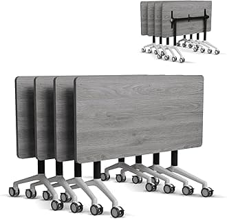 6-8 Person Conference Table Folding Conference Table for Office,Training, Seminar,Schools Modern Wood Conference Meeting Room Table Large Rectangular Conference Room Tables (4, Grey, 47in)