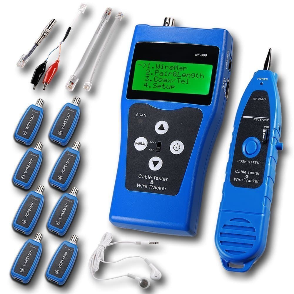 MekarsooMultipurpose Cable Tester Network LAN Phone Audio Cable Tester with 8 Far-end Passive Test Jacks, 388, Blue