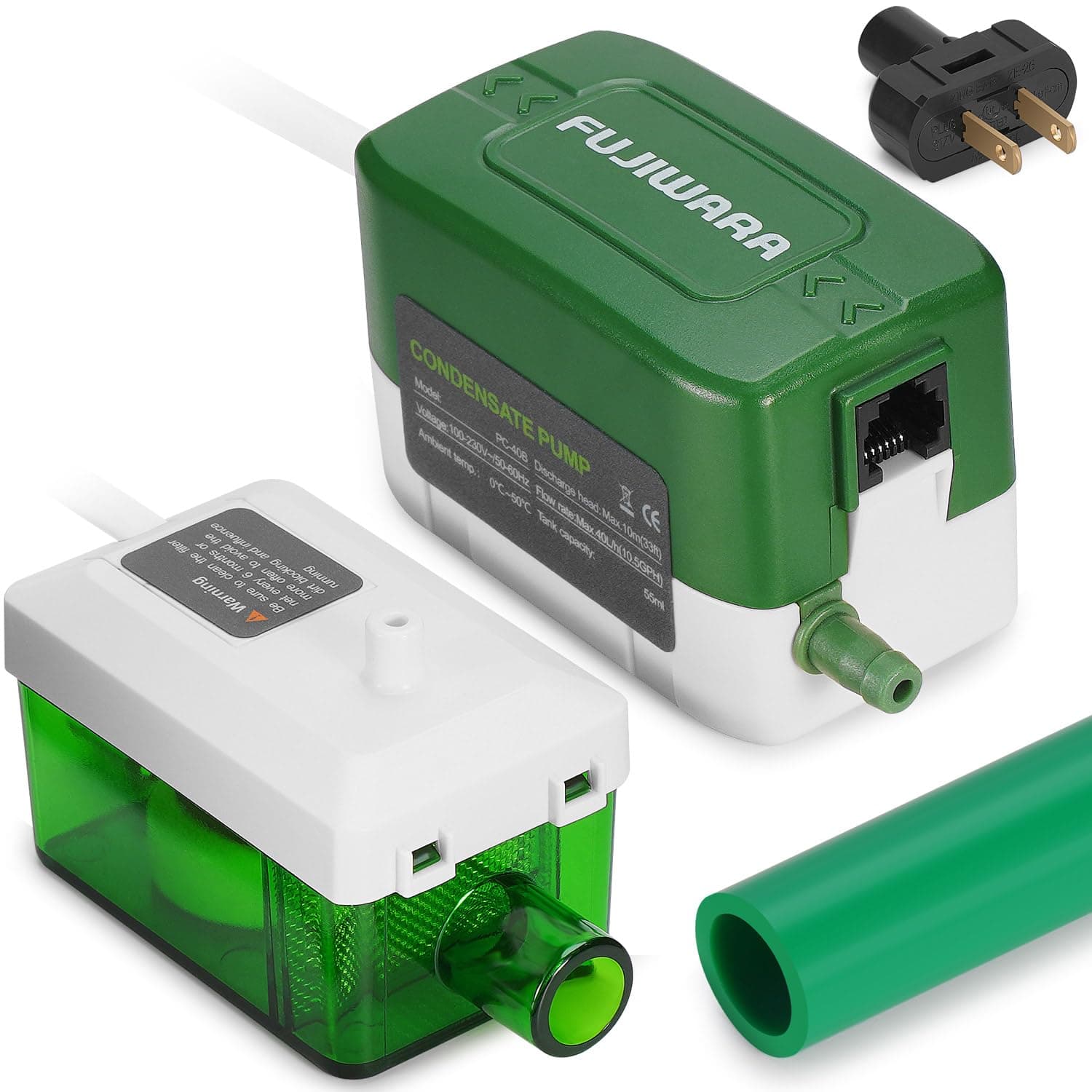 FUJIWARA Condensate Pump, Mini Split Automatic Condensation Drain Removal Quiet Pump,for HVAC,Air Conditioner,Dehumidifier,Furnance,Ice Maker,Suitable for A/C 1-5HP 3700W (FUJ—40S)