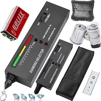 Diamond Tester＋60X Mini LED Magnifying,High Accuracy Jewelry Diamond Tester Tool,Environmental Protection 9V Battery,Professional Diamond Selector for Novice&Expert,Thermal Conductivity Meter