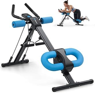 Ab Machine, Ab Workout Equipment, Adjustable Ab Trainer Machine for Abs Workout at Home Gym, Foldable, Knee Protection, Abdominal Trainer for Stomach Workout (Blue)