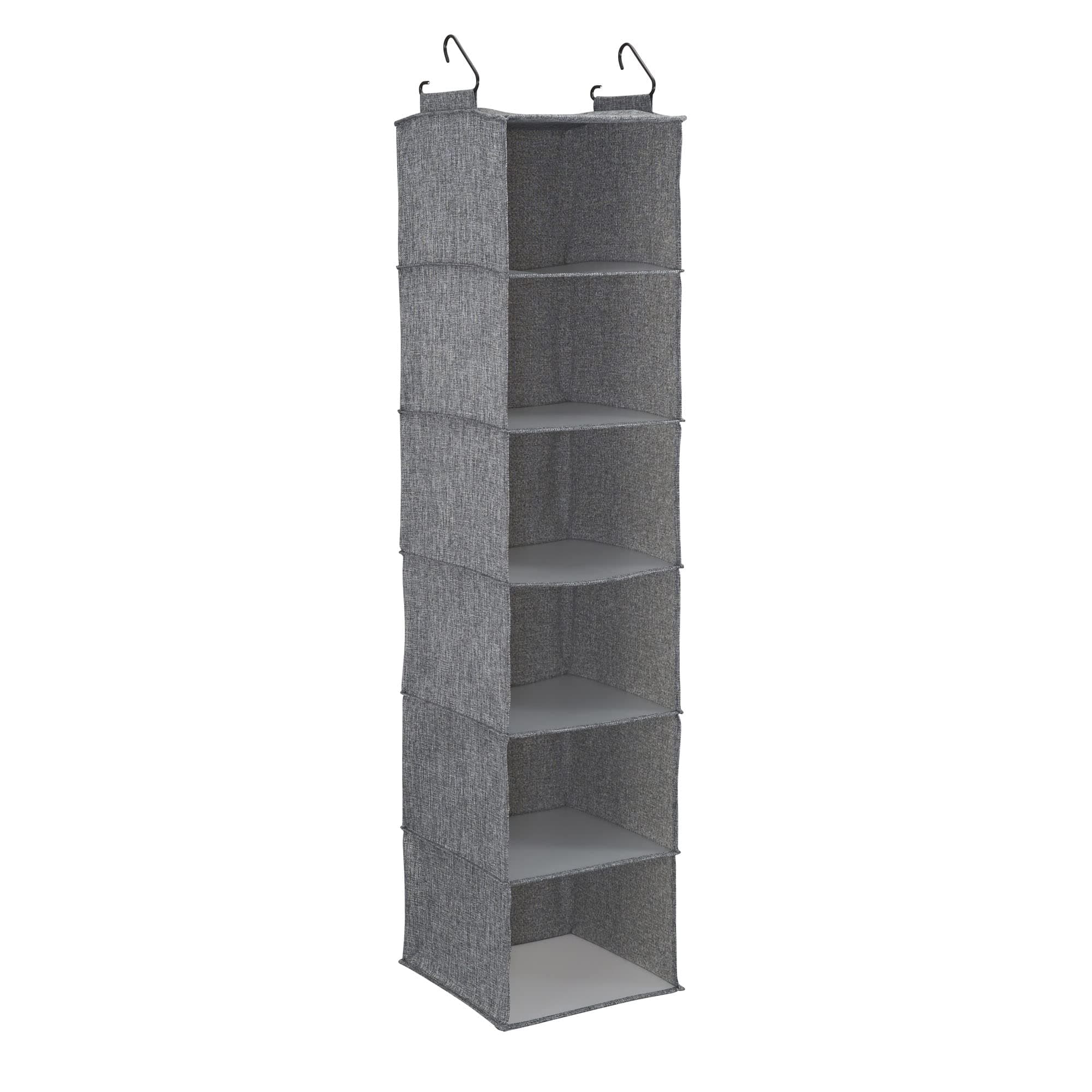 Household Essentials6 Closet Organizer with Hooks Hanging Shelf, Graphite