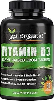 Vitamin D3 Plant Based from Lichen - Natural D3 Supplement for Immune System, Bone Support, Joint Health - Vegan - Non-GMO - Gluten Free 60 Cap.
