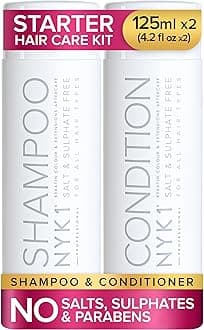 NYK1 Salt & Sulphate Free Hair Shampoo And Conditioner (Starter Set - 125ml x2) Sulfate Free Shampoo And Conditioner Sets For Extensions, Colour & Keratin Treatment - Gentle Cleansing & Non-Stripping