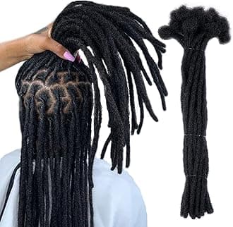 100% Human Hair Dreadlock Extensions for Men/Women, 0.4cm Thickness 6 Inch 10 Strands Full Handmade Can be Dyed and Bleached Permanent Loc Extensions Human Hair Natural Black