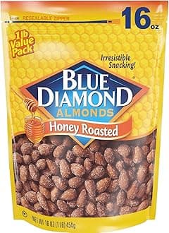 Blue Diamond Almonds Honey Roasted Snack Almonds, Party Salty Snack, Plant-Based Protein and Fiber, After School Snacks, Events, Holidays and Lunch, 16Oz, 1 Pound (Pack of 1)