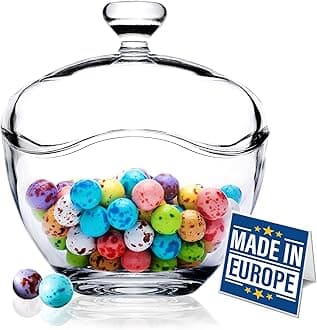 Volarium Glass Candy Jars for Candy Buffet with Lid, Cookie Jar, Apothecary Jar, Food Storage Container, 13 1/2 oz