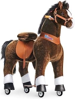 Large Ride on Horse Toys No Battery Required Classic Model U for Big Kids (with Brake/ 42.5" Height/Size 5 for Age 7-12) Pony Cycle Large Riding Horse Chocolate Brown Ux521