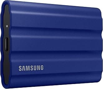 Samsung T7 Shield Portable SSD 1TB USB 3.2 Gen2 External SSD, Up to 1,050MB/s, Rugged, IP65 Water & Dust Resistant, for Photographers, Content Creators and Gaming, Mac Compatible, MU-PE1T0R, Blue