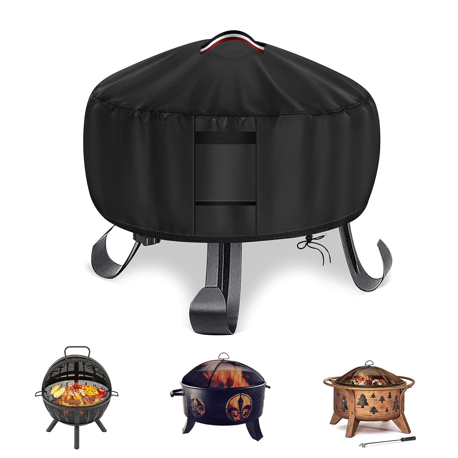 Agustone 36 Inch Round Fire Pit Cover, Outdoor Waterproof Heavy Duty Sphere Fire Table Cover, Patio Fire Pit Covers - 36" D x 34" H