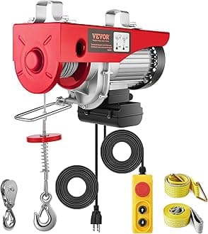 VEVOR Electric Hoist with Remote Control, 1320LBS Electric Winch, 110V Electric Hoist with 14ft Wired Control for Lifting in Factories, Warehouses, Construction Site, Attic