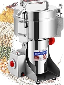 Moongiantgo 2000g Grain Mill Grinder Commercial Spice Grinder 3000W Stainless Steel Electric Pulverizer Dry Grinding Machine for Wheat Corn Rice Pepper Herbs Coffee Beans (2000g Swing, 110V)