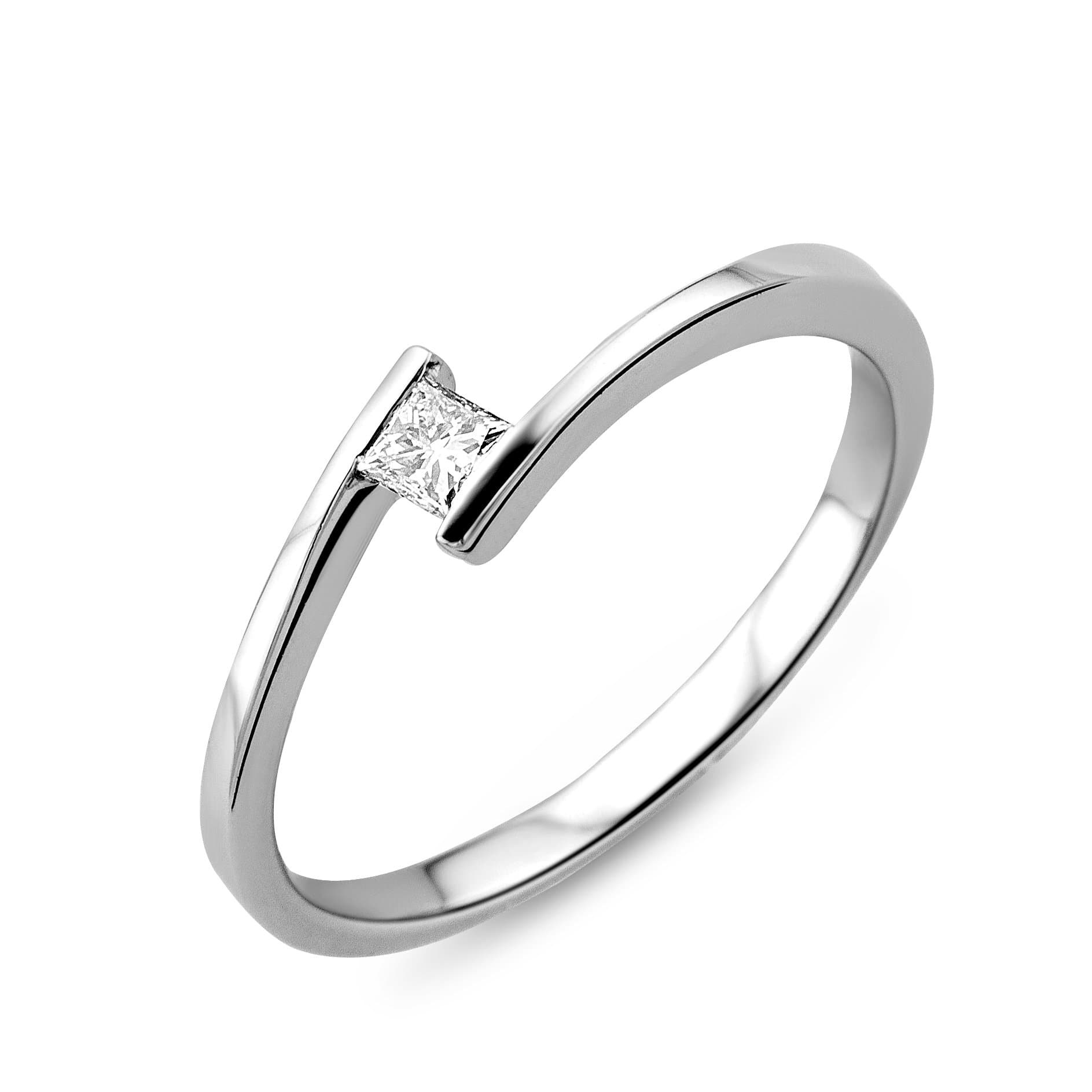 Miore Women's 18 ct White Gold Square Diamond Ring