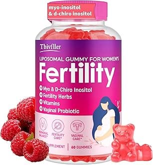 Fertility Supplements for Women, Prenatal Vitamins with Myo-Inositol & D-Chiro Inositol, Folate, Herbs, for Hormonal Balance, Fertility & Vaginal Care, 60 Prenatal Gummies (Raspberry)
