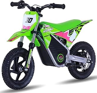 OLALA 36V Electric Dirt Bike for Kids Aged 3-8, Brushless 250W Racing Grade Electric Motorcycle, Up to 15.5MPH & 3 Speed Settings, Safe Disc Brakes, 12'' Off-Road Knobby Tires, Green