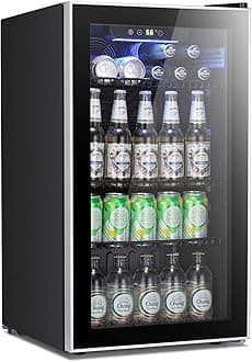 Antarctic Star Beverage Refrigerator Cooler -120 Can Mini Fridge Glass Door for Soda Beer or Wine Constant Glass Door Small Drink Dispenser Clear Front for Home, Office Bar 3.2cu.ft