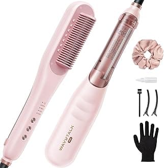 Wavytalk Pro Steam Hair Straightener Brush, Steamline Pro 3 in 1 Straightening Brush, Steam Reduces Damage, Nourishes Hair, and Expedites Straightening, Pink