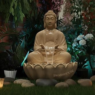 Premium Large 91 cm Buddha Water Fountain Sculpture, Outdoor Garden Decor (Design 12)