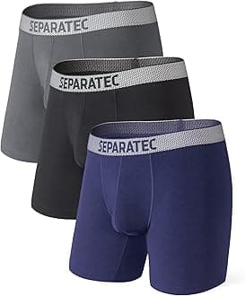 SeparatecDual Pouch Men's Underwear Single-sided Moisture Transported Fast Dry Boxer Briefs 3 Pack Black