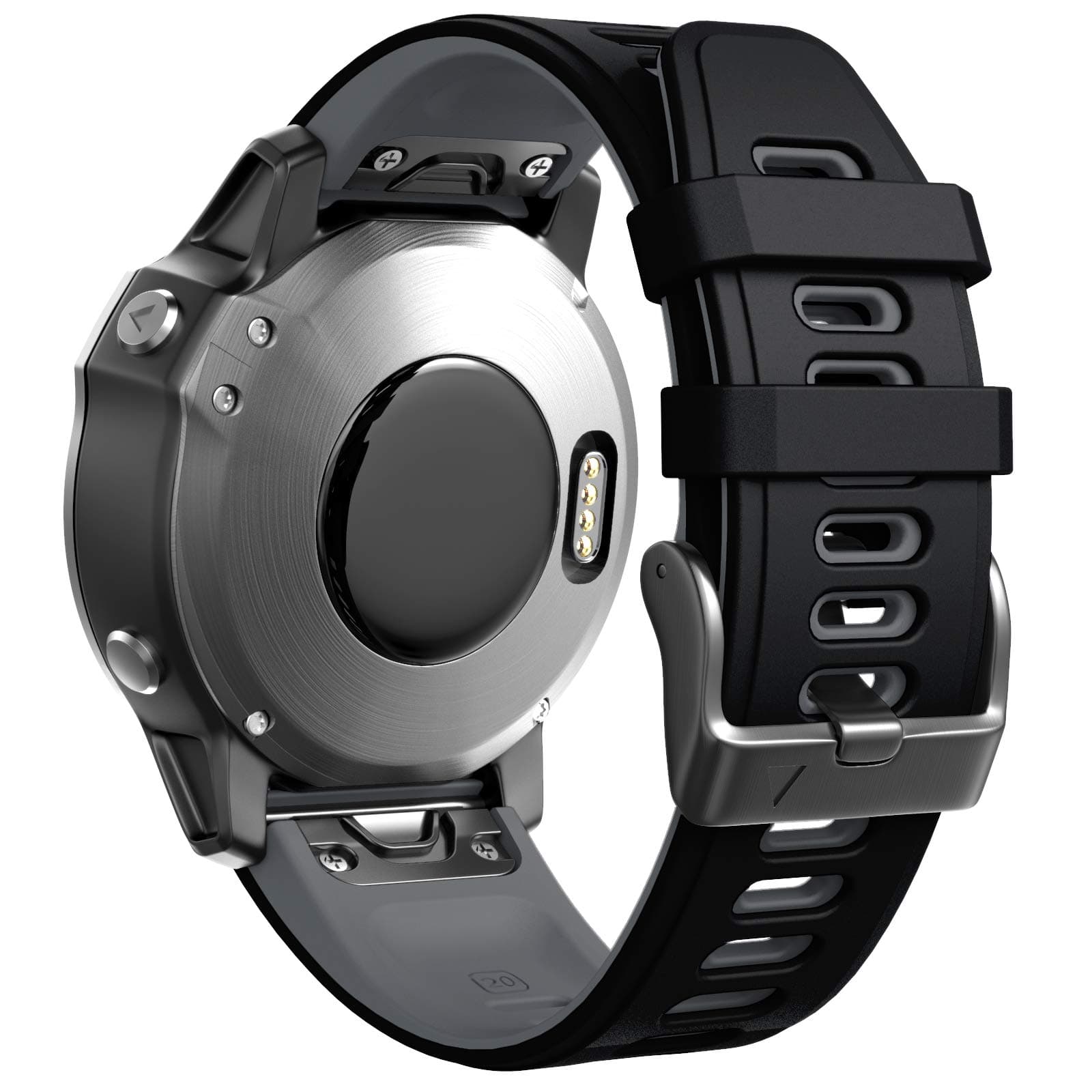 ANCOOL Compatible with Fenix 7S Band Two-Tone Soft Watch Band Replacement for Fenix 5S/Fenix 5S Plus/Fenix 6S/Fenix 7S/Fenix 6S Pro Smartwatches (Black-Grey)