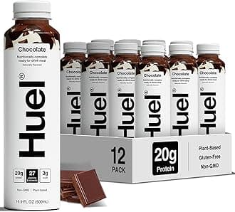 Huel Ready-to-Drink | Chocolate Meal Replacement Drink | High Protein Drink | Nutritionally Complete, Low Sugar, High Fiber, Plant Based, Vegan, Healthy | 20g Protein Per Bottle | 16.9 Fl Oz (12 Pack)