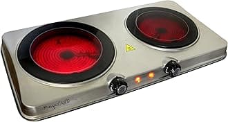 Indoor and Outdoor Portable Electric Stove Portable Dual Vitro-Ceramic Infrared Cooktop