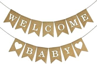 Anwyll Burlap Welcome Baby Banner - NO DIY Baby Shower Decoration Banner Oh Welcome Baby Shower Sign for Backdrop Adorable Neutral Gender Reveal Party Decoration Babies Announcement Sign for Girl Boy